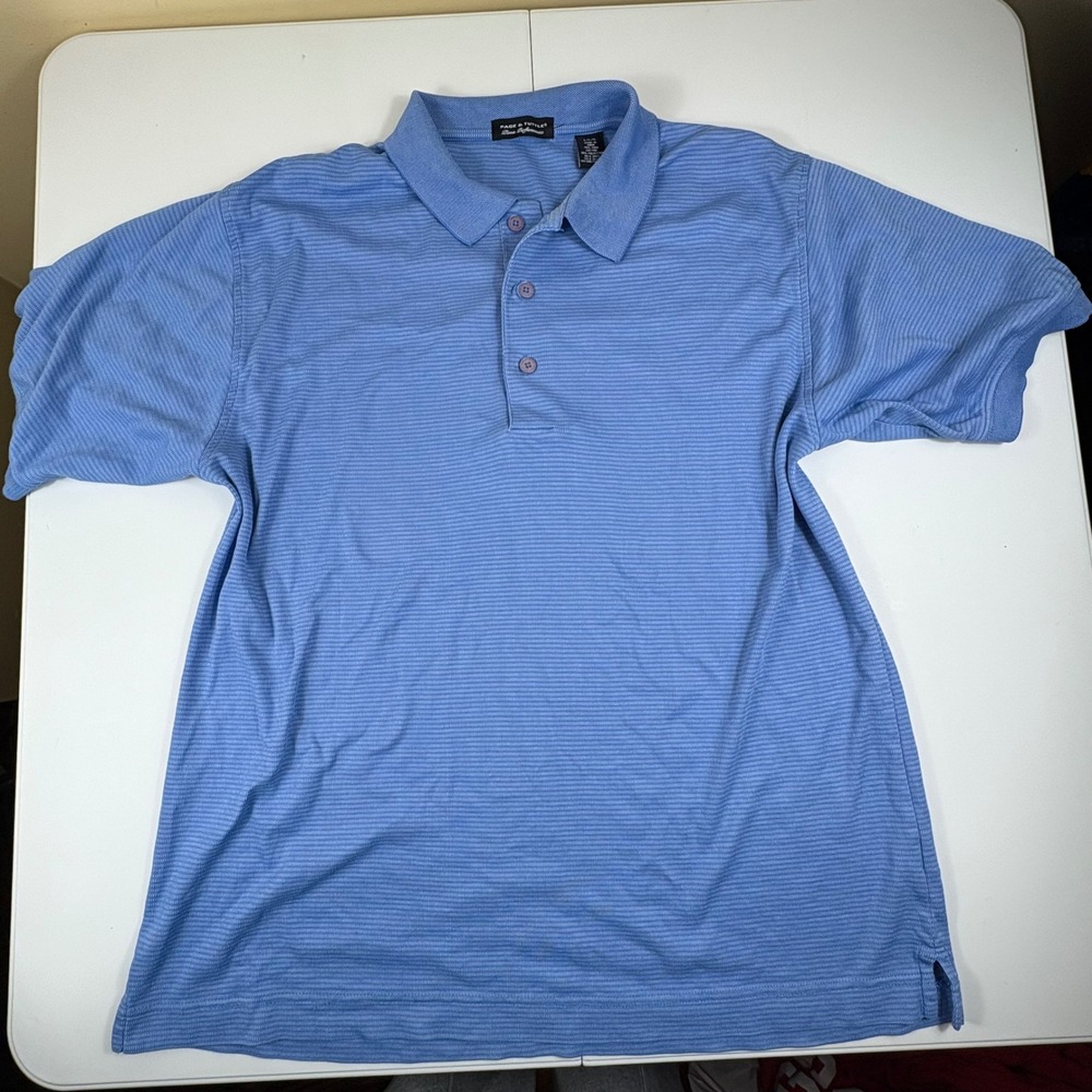 Page & Tuttle Pima Cotton Polo Shirt‎ Men L Blue Performance Golf